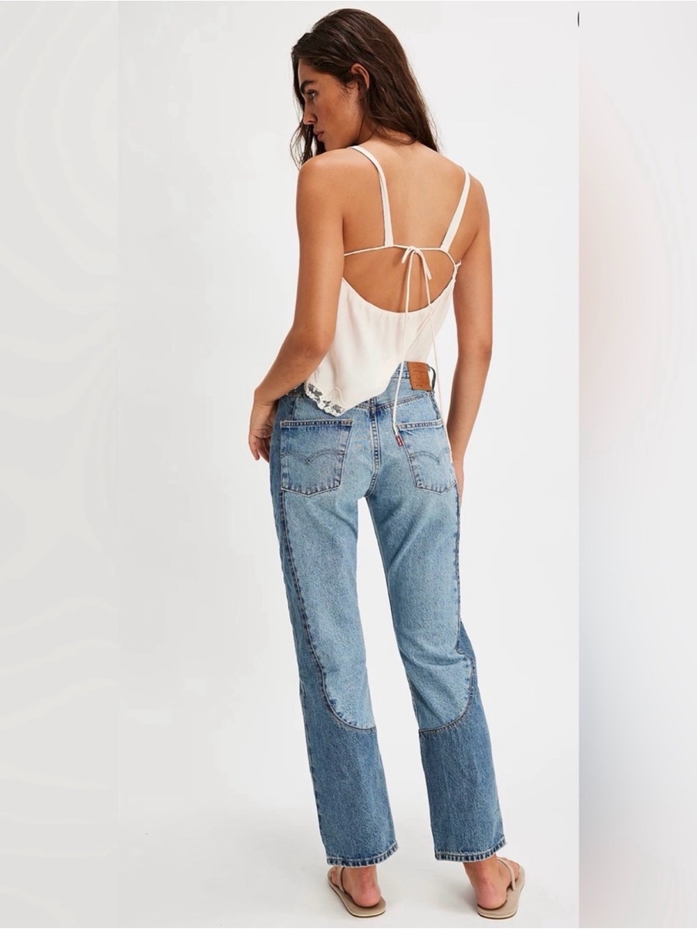 Free people x Levi’s 501 90’s Two Tone Repaired Straight Leg Jean 31x32